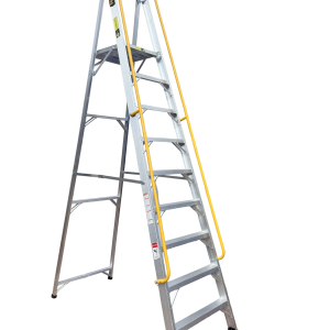 Escalera de Tijera con Plataforma en Aluminio Certificada 9 pasos