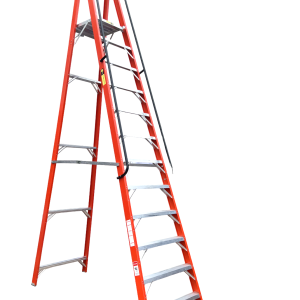 Escalera de Tijera con Plataforma en Fibra de Vidrio Certificada 12 pasos