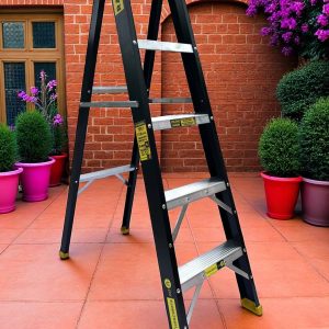 Escalera RAM Tijera  Aluminio negra 5 pasos