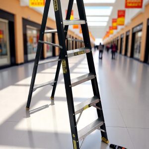 Escalera RAM Tijera  Aluminio Negra 6 pasos